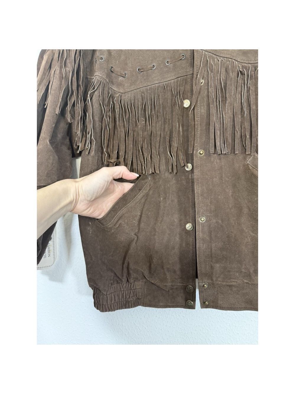 Vtg Sergio Valente Suede Leather Fringe Jacket Women MED Western Boho Rodeo NWT - Picture 9 of 14